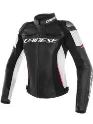 Kurtka Dainese Racing 3 Lady skórzana czarno biało różowa