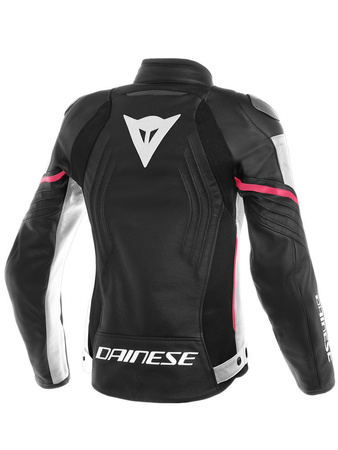 Kurtka Dainese Racing 3 Lady skórzana czarno biało różowa