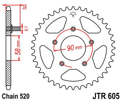 Zębatka tylna JTR605.36