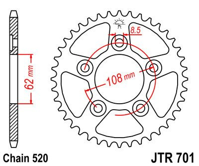 Zębatka tylna JTR701.43