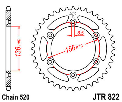 Zębatka tylna JTR822,50