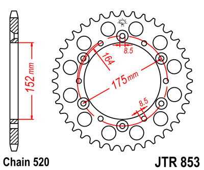 Zębatka tylna JTR853,49